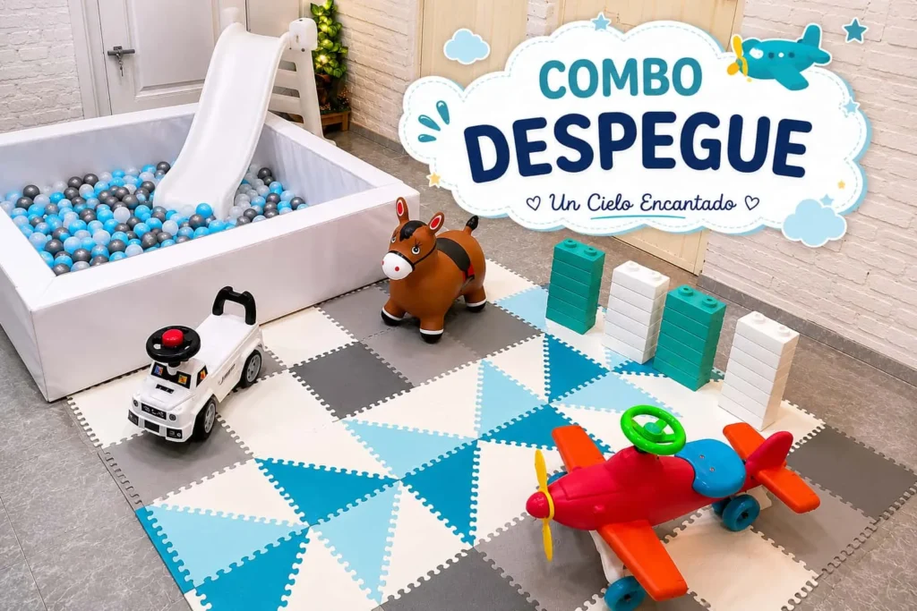 plaza blanda para bebés con piscina de pelotas y juegos de estimulación temprana